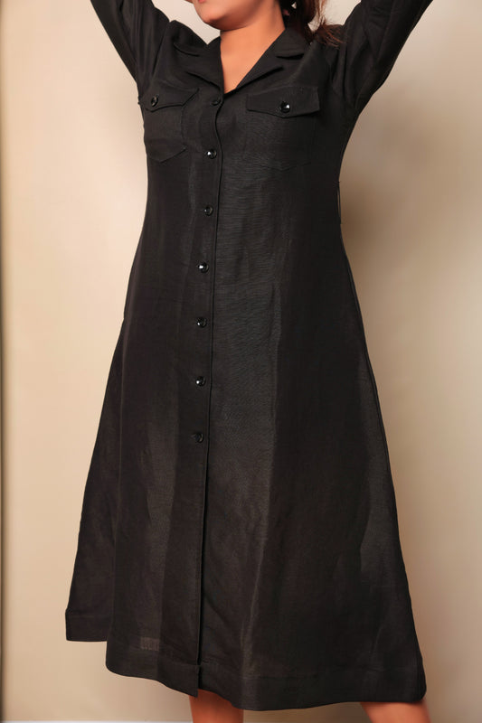 The Black Atlas: Foundational Linen Midi