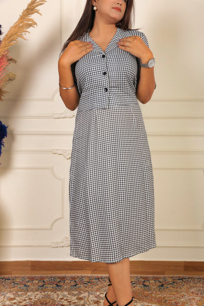 The Checkmate Chic: Gingham Midi Dress