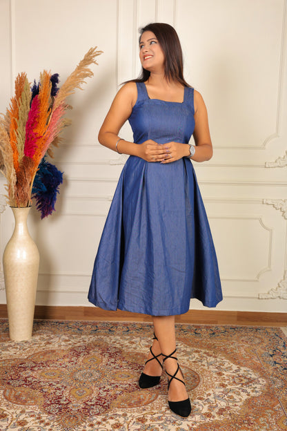 The Denim Debutante: Pleated Midi Dress