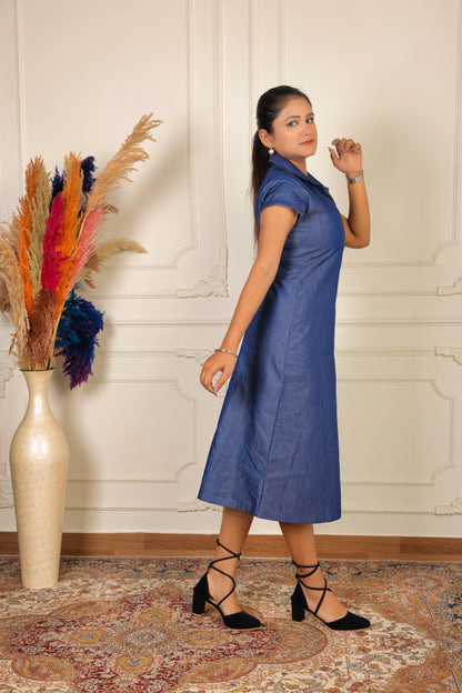 The Denim Debutante: Pleated Midi Dress