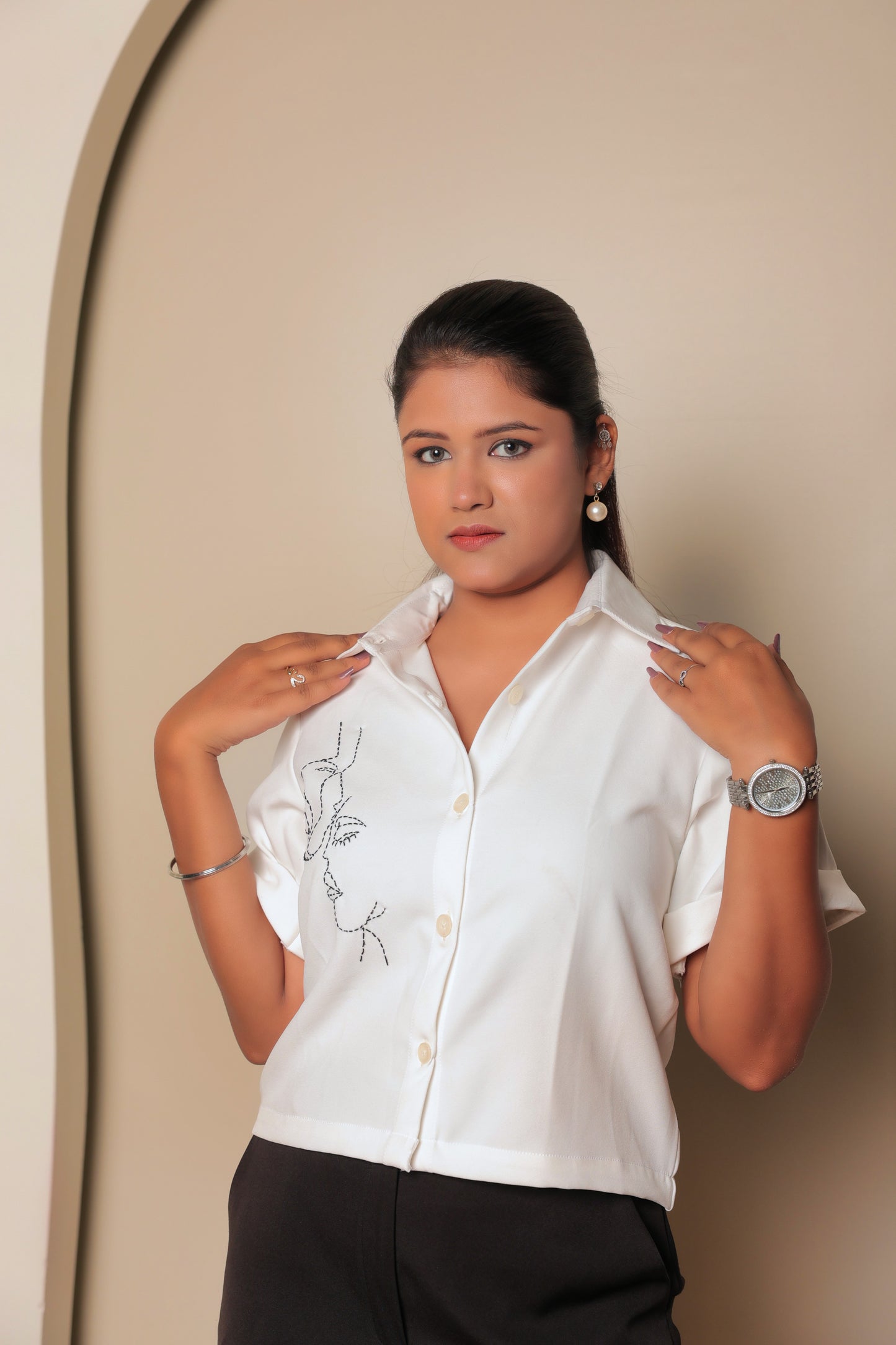 The Line Leader: Embroidered Art Top