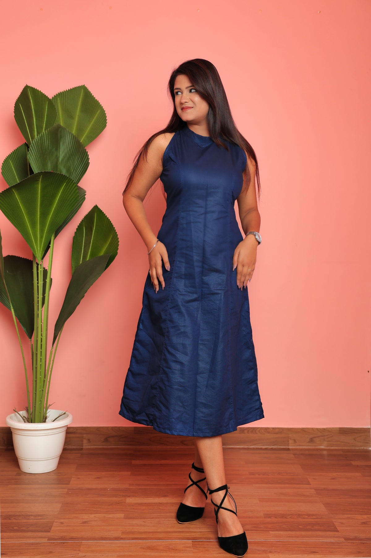 Denim Darling: The Structured Sleeveless Midi