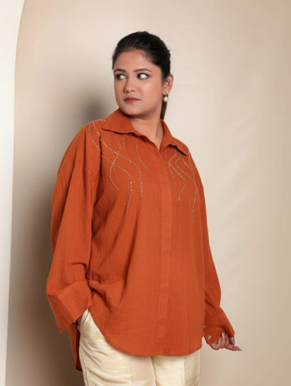 The Orange Horizon: Khadi Cotton Top